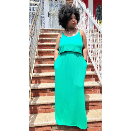 Kelly Green Cami Maxi Dress- CURVY **Restocked**