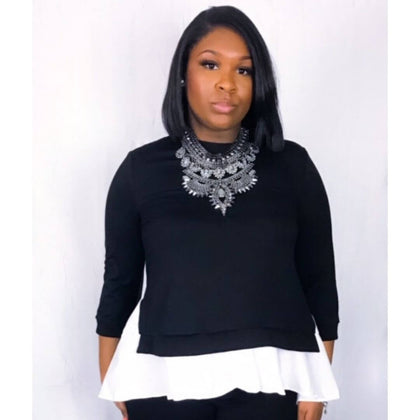 Nene Black and White Pullover Top