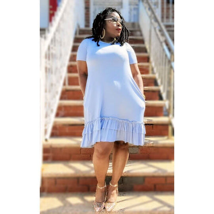 Rave Reviews Ruffle Hem Dress- Curvy (Five Colors) **RESTOCKED**