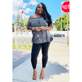 Woke Waffle Legging Set- (Black)- Curvy Available