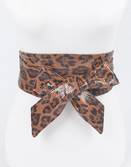 Big Leopard Faux Leather Wrap Belt