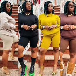 Soft Sweatshirt Biker Set (4 Colors)- Curvy Available