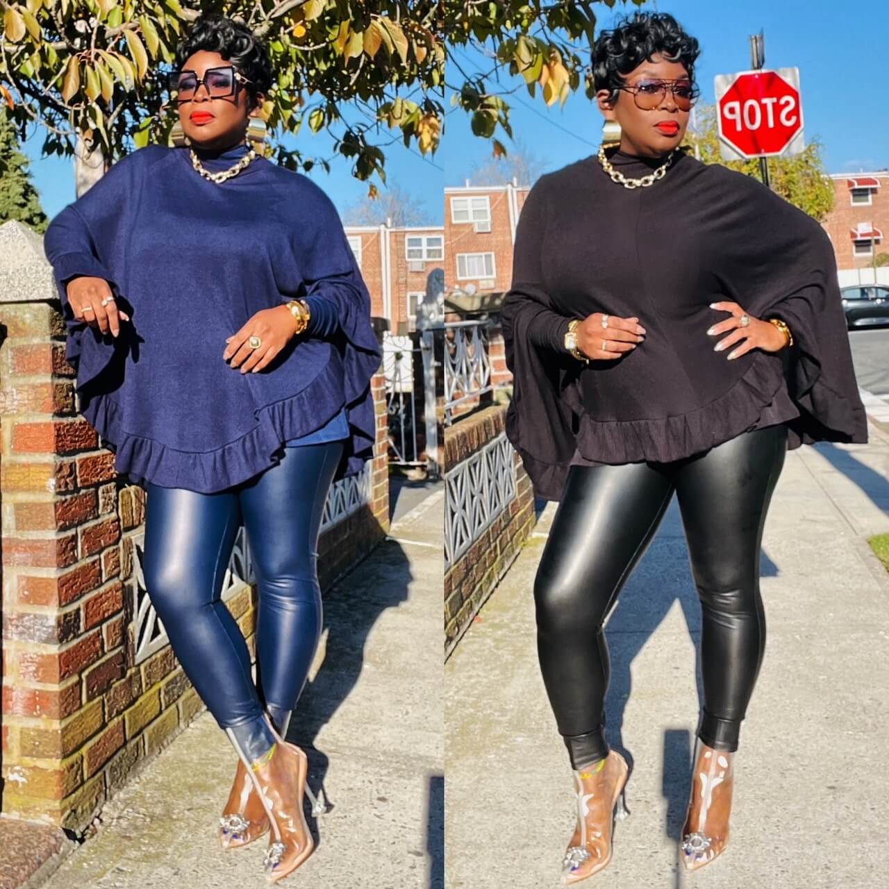 Poncho Leather Legging 3-Piece Set (2 Colors)