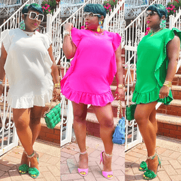 Blake Beaded Ruffle Mini Dress (3 Colors)