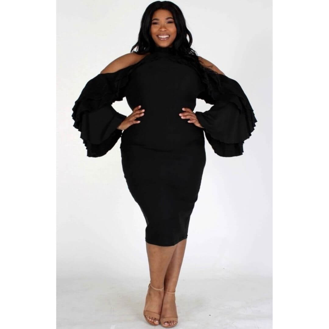 Fly Me Away Body-Con Midi Dress (Two Colors)- CURVY **RESTOCKED**