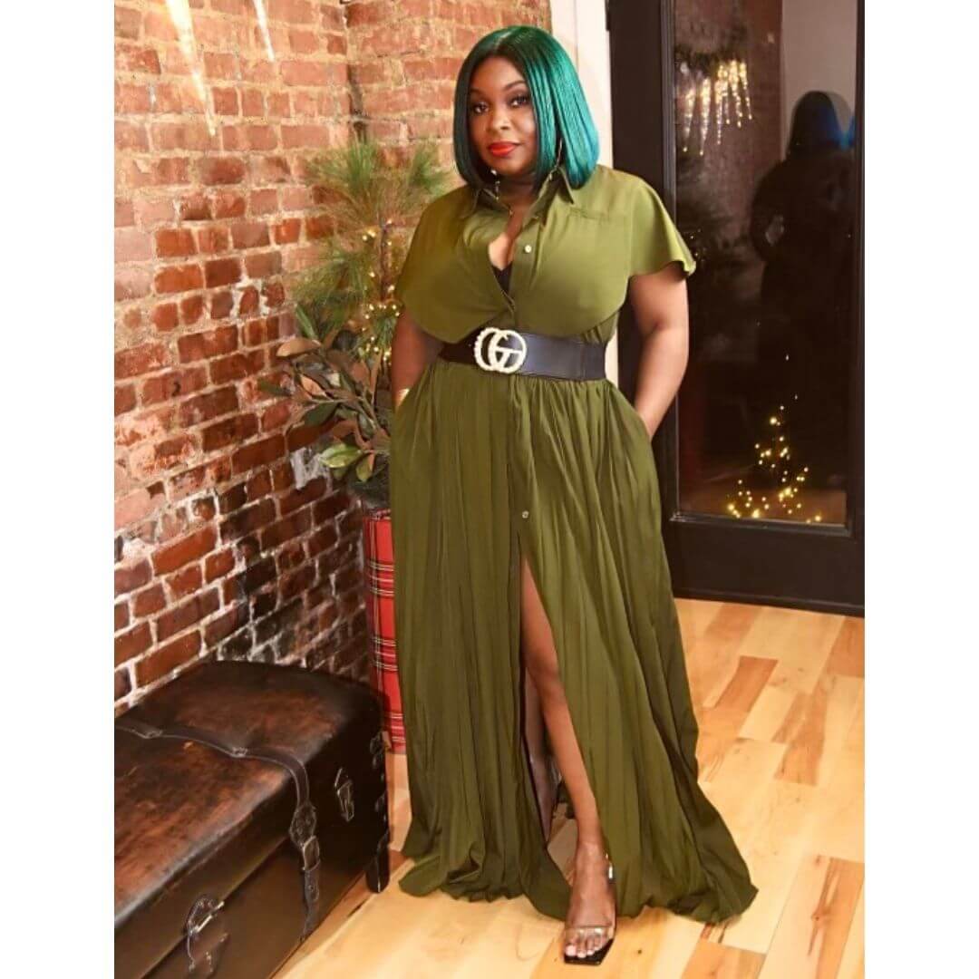 Olive Opulence Maxi Dress- Curvy