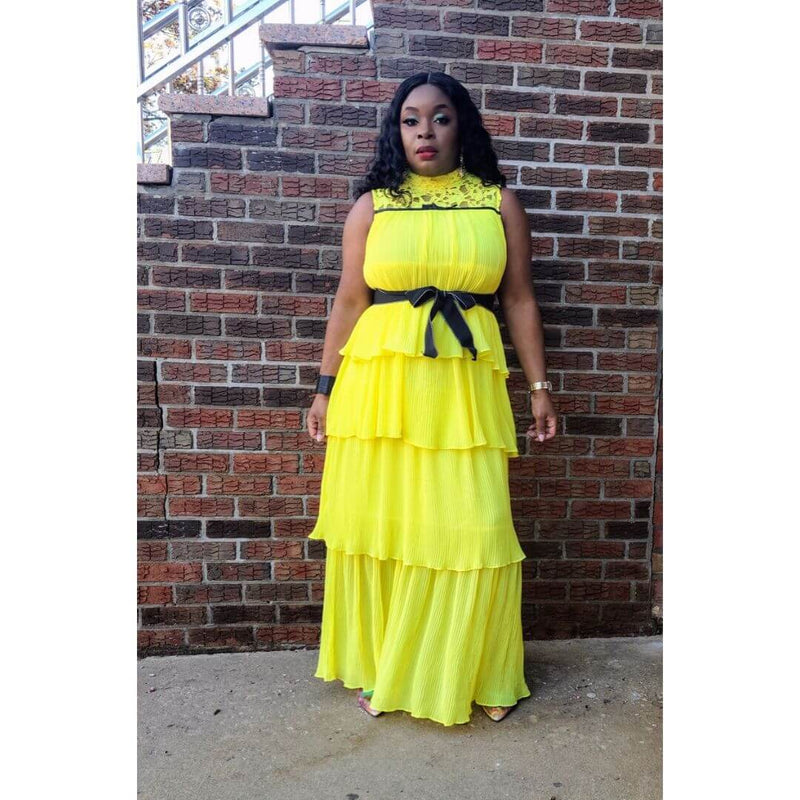 chinese dress ladies LEMONADE TIERED RUFFLE MAXI DRESS