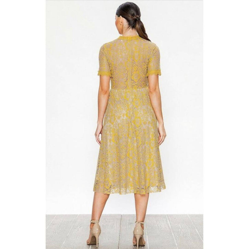chinese dress ladies Elegant Mustard Maxi Dress with Lace Patchwork