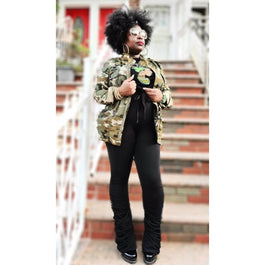 Split Stacked Pants-Black